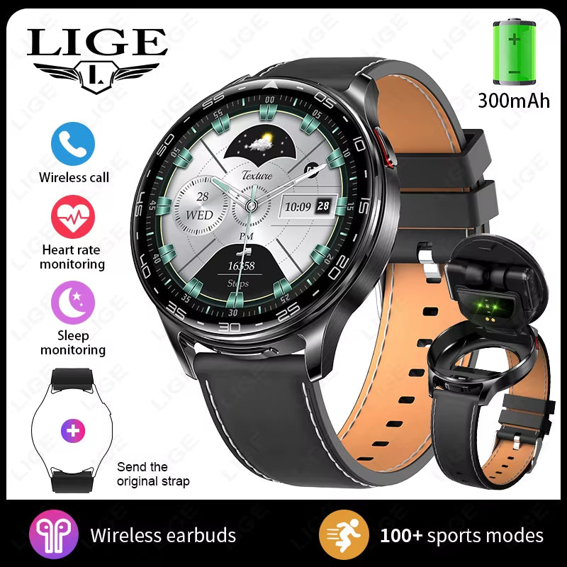 Smart Watch with Earbuds 1.39 Inch Fitness Watch 2 in 1 Calories Sleep Monitor Heart Rate Blood Pressure Monitor Bluetooth Watch