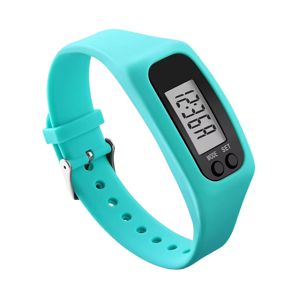 LED Pedometer Bracelet Wrist Calorie Counter 12/24H Time Display Walking Running Pedometer Fitness Watch for Outdoor Sports