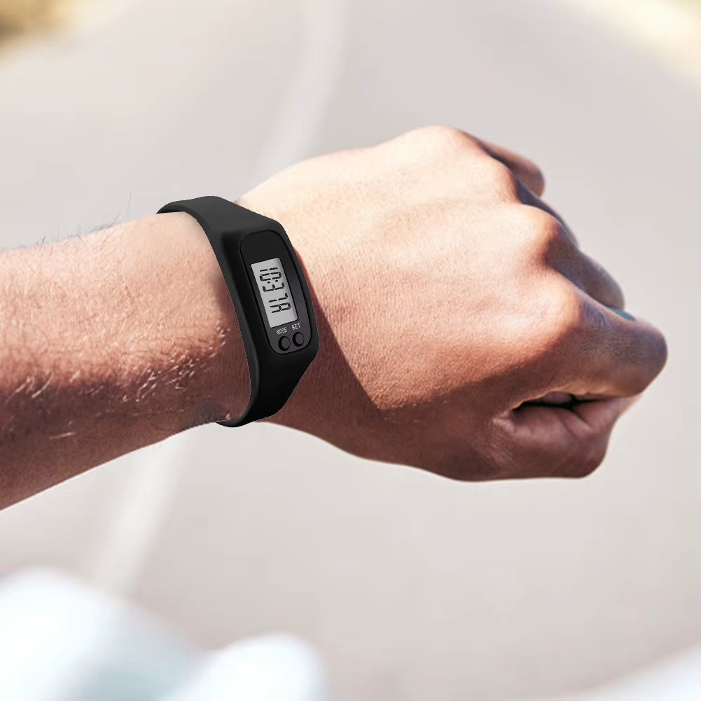 LED Pedometer Bracelet Wrist Calorie Counter 12/24H Time Display Walking Running Pedometer Fitness Watch for Outdoor Sports