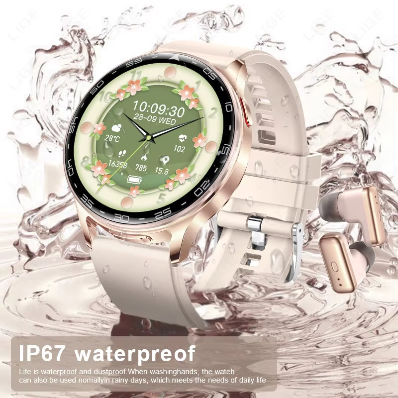 Smart Watch with Earbuds 1.39 Inch Fitness Watch 2 in 1 Calories Sleep Monitor Heart Rate Blood Pressure Monitor Bluetooth Watch