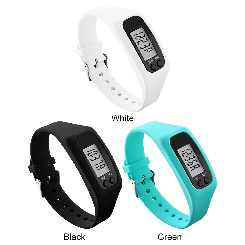 LED Pedometer Bracelet Wrist Calorie Counter 12/24H Time Display Walking Running Pedometer Fitness Watch for Outdoor Sports