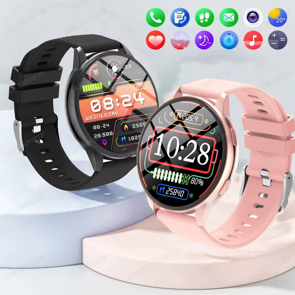 2025 Smart Watch Ladies Full Touch Screen Sports Fitness Watch IP67 Waterproof Bluetooth Call for Android Ios Smartwatch Female